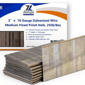 2'' x 16 Gauge Galvanized Finish Nails – Zeluga, 2500 per Box-0