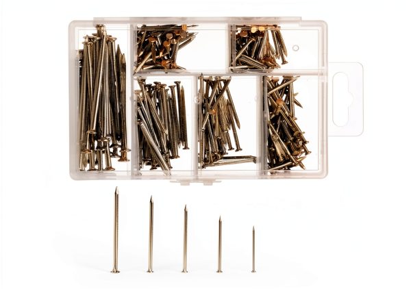 Hardware Nails Assortment Kit Wall Nails 4 Sizes Small Nails for Hanging Pictures Picture Hanging Nails Finishing Nails Wood Nails Assorted Nails Nail Assortment Kit for HOM DIY 280 Pcs-0