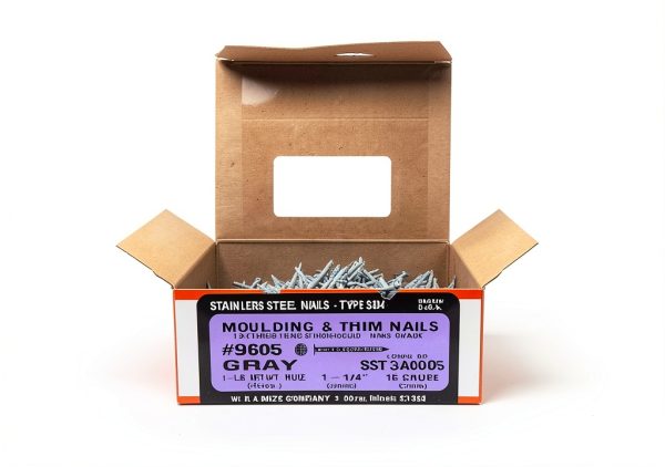 1 1/4" Stainless Steel Ring Shank Trim Nails (Light Gray)-3