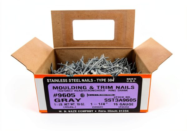 1 1/4" Stainless Steel Ring Shank Trim Nails (Light Gray)-0
